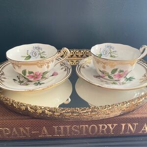 Pair of Teacup & Saucer from the Spode “Stafford Flower” collection